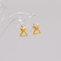 Simple Style Triangle Titanium Steel Gold Plated Ear Studs 1 Pair main image 5