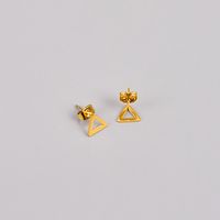 Simple Style Triangle Titanium Steel Gold Plated Ear Studs 1 Pair main image 3