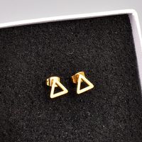 Simple Style Triangle Titanium Steel Gold Plated Ear Studs 1 Pair sku image 1