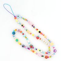 Nihaojewelry Wholesale Accessories Mixed Color Round Beads Yellow Smiley Face Mobile Phone Lanyard sku image 19