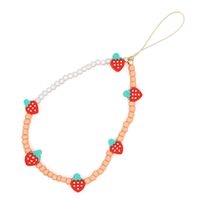 Nihaojewelry Wholesale Accessories Mixed Color Round Beads Yellow Smiley Face Mobile Phone Lanyard sku image 9