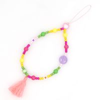 Nihaojewelry Wholesale Accessories Mixed Color Round Beads Yellow Smiley Face Mobile Phone Lanyard sku image 3