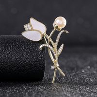 Fashion Flower Butterfly Alloy Plating Inlay Artificial Gemstones Pearl Women's Brooches sku image 5
