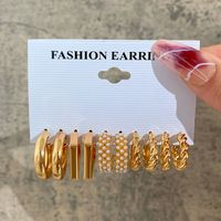 Retro Geometric Alloy Artificial Pearl Hoop Earrings 1 Set sku image 22
