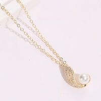 Classic Style Moon Flower Butterfly Copper Gold Plated Artificial Pearls Zircon Pendant Necklace 1 Piece main image 7