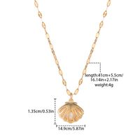 Simple Style Shell Copper Gold Plated Artificial Pearls Zircon Pendant Necklace 1 Piece main image 7