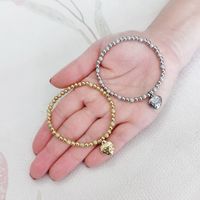 Fashion Heart Shape Stainless Steel Beaded Plating Bracelets 1 Piece main image 5