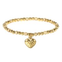 Fashion Heart Shape Stainless Steel Beaded Plating Bracelets 1 Piece sku image 2