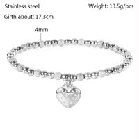 Fashion Heart Shape Stainless Steel Beaded Plating Bracelets 1 Piece main image 2