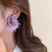1 Pair Fashion Heart Shape Flower Diamond Alloy Resin Rhinestones Drop Earrings main image 3