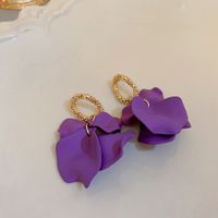 1 Pair Fashion Heart Shape Flower Diamond Alloy Resin Rhinestones Drop Earrings sku image 3