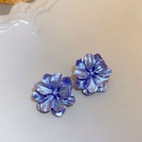 1 Pair Fashion Heart Shape Flower Diamond Alloy Resin Rhinestones Drop Earrings sku image 1