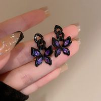 1 Pair Fashion Heart Shape Flower Diamond Alloy Resin Rhinestones Drop Earrings sku image 13