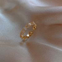 Fashion Rabbit Heart Shape Flower Copper Plating Inlay Shell Zircon Open Ring 1 Piece sku image 12
