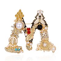Fashion Letter Rhinestone Inlay Artificial Pearls Unisex Brooches sku image 5