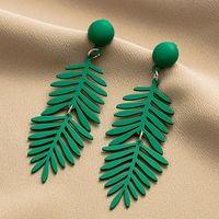 1 Pair Fashion Leaf Plating Iron Drop Earrings sku image 1