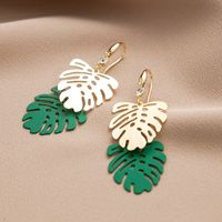 1 Pair Fashion Leaf Plating Iron Drop Earrings sku image 2