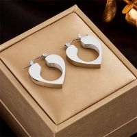 Basic Heart Shape Titanium Steel Plating Dangling Earrings 1 Pair main image 4