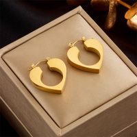 Basic Herzform Titan Stahl Überzug Hängende Ohrringe 1 Paar sku image 3