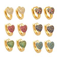 Fashion Heart Shape Copper Gold Plated Zircon Hoop Earrings 1 Pair main image 1