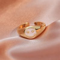 Moda Simple Mujer Latón Chapado En Oro Goteo Aceite Sonriente Nuevo Anillo Anillo sku image 2