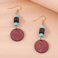 Retro Round Cattle Leopard Alloy Wood Inlay Turquoise Women's Drop Earrings 1 Pair main image 8