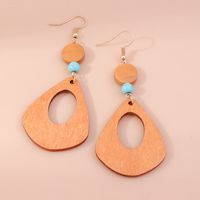 Retro Round Cattle Leopard Alloy Wood Inlay Turquoise Women's Drop Earrings 1 Pair main image 6
