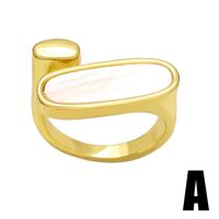 Simple Style Geometric Copper Gold Plated Pearl Shell Zircon Open Ring 1 Piece main image 4