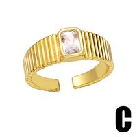 Einfacher Stil Geometrischer Kupfer Vergoldeter Perlens Chale Zirkon Offener Ring 1 Stück sku image 1