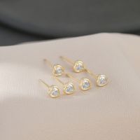 Fashion Heart Shape Copper Inlaid Zircon Ear Studs 1 Pair main image 9