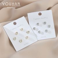 Fashion Heart Shape Copper Inlaid Zircon Ear Studs 1 Pair main image 1
