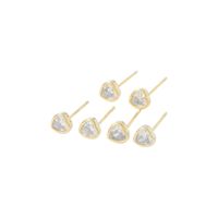 Fashion Heart Shape Copper Inlaid Zircon Ear Studs 1 Pair main image 3