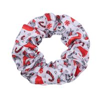 Cute Christmas Tree Santa Claus Elk Cloth Printing Hair Tie 1 Piece sku image 6