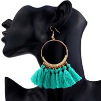 Ethnic Style Round Alloy Wax Line Tassel Women's Drop Earrings 1 Pair sku image 4