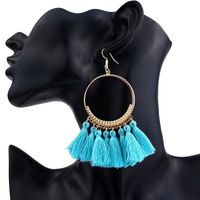 Ethnic Style Round Alloy Wax Line Tassel Women's Drop Earrings 1 Pair sku image 5