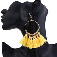 Ethnic Style Round Alloy Wax Line Tassel Women's Drop Earrings 1 Pair sku image 2