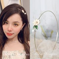 Fashion Flower Alloy Plating Inlay Artificial Gemstones Hair Band 1 Piece sku image 3