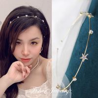 Fashion Flower Alloy Plating Inlay Artificial Gemstones Hair Band 1 Piece sku image 10