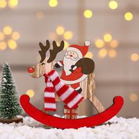 Christmas Cute Santa Claus Snowman Elk Wood Party Ornaments 1 Piece sku image 3