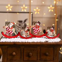 Christmas Cute Santa Claus Snowman Elk Wood Party Ornaments 1 Piece main image 2