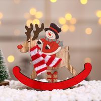 Christmas Cute Santa Claus Snowman Elk Wood Party Ornaments 1 Piece sku image 4