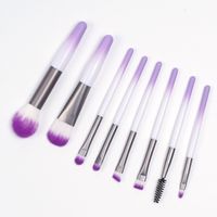 Fashion Grey Pink Blue Artificial Fiber Plastic Handle Makeup Brushes 8 Pieces sku image 8