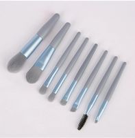Fashion Grey Pink Blue Artificial Fiber Plastic Handle Makeup Brushes 8 Pieces sku image 5