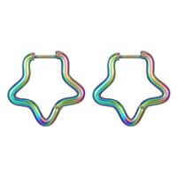 Fashion Pentagram Stainless Steel Plating Hoop Earrings 1 Pair sku image 8
