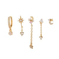 Fashion Star Moon Copper Alloy Earrings Five-piece Set Wholesale sku image 2