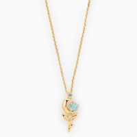 Fashion Star Moon Zircon Pendant Clavicle Chain  Ornament Copper Necklace sku image 1