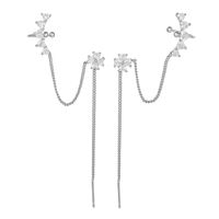 Fashion Flower Brass Earrings Tassel Zircon Copper Earrings sku image 6