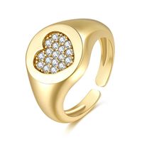 Heart-shaped Ring Women's 18k Real Gold Non-fading Micro Inlaid Zircon Adjustable Open Ring sku image 4
