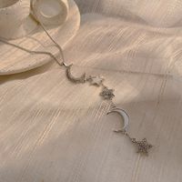 Glamour Star Lune Le Cuivre Placage Strass Collier 1 Pièce main image 3