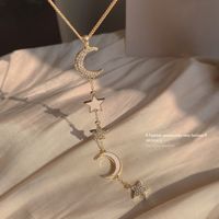 Glam Star Moon Copper Plating Rhinestones Necklace 1 Piece sku image 1